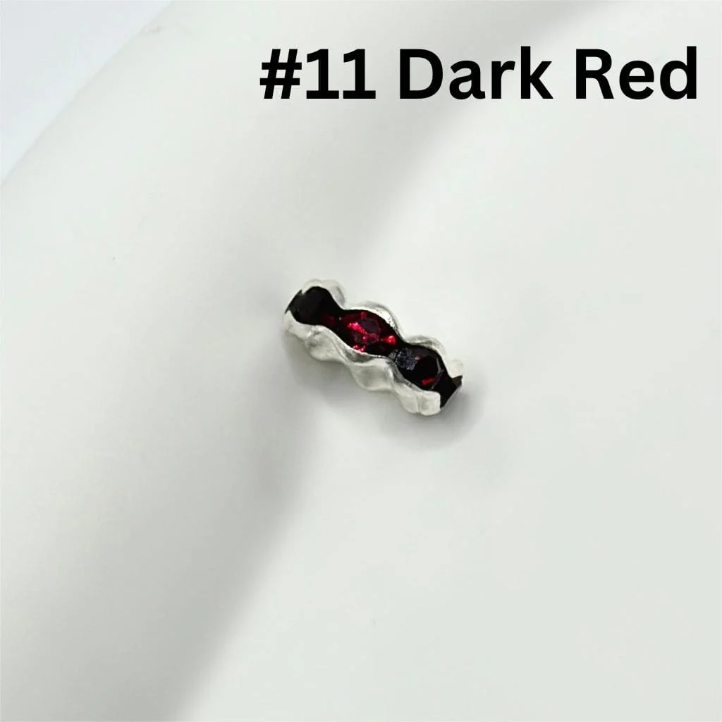 Crimp Beads, Metal Wavy Shape Spacers with Rhinestones in Solid Colors, 10mm - Image 12