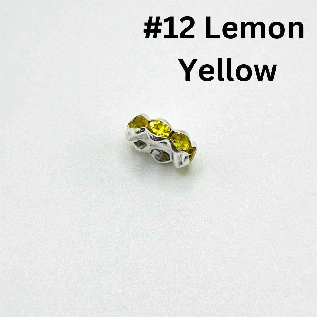 Crimp Beads, Metal Wavy Shape Spacers with Rhinestones in Solid Colors, 10mm - Image 13