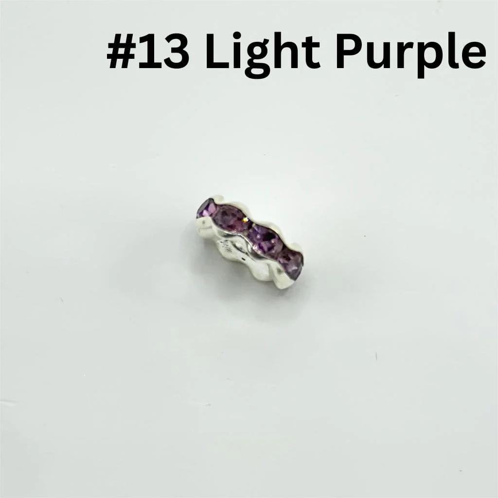 Crimp Beads, Metal Wavy Shape Spacers with Rhinestones in Solid Colors, 10mm - Image 14