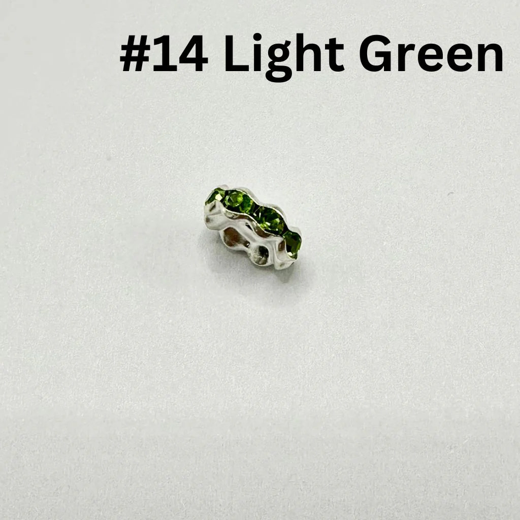 Crimp Beads, Metal Wavy Shape Spacers with Rhinestones in Solid Colors, 10mm - Image 15