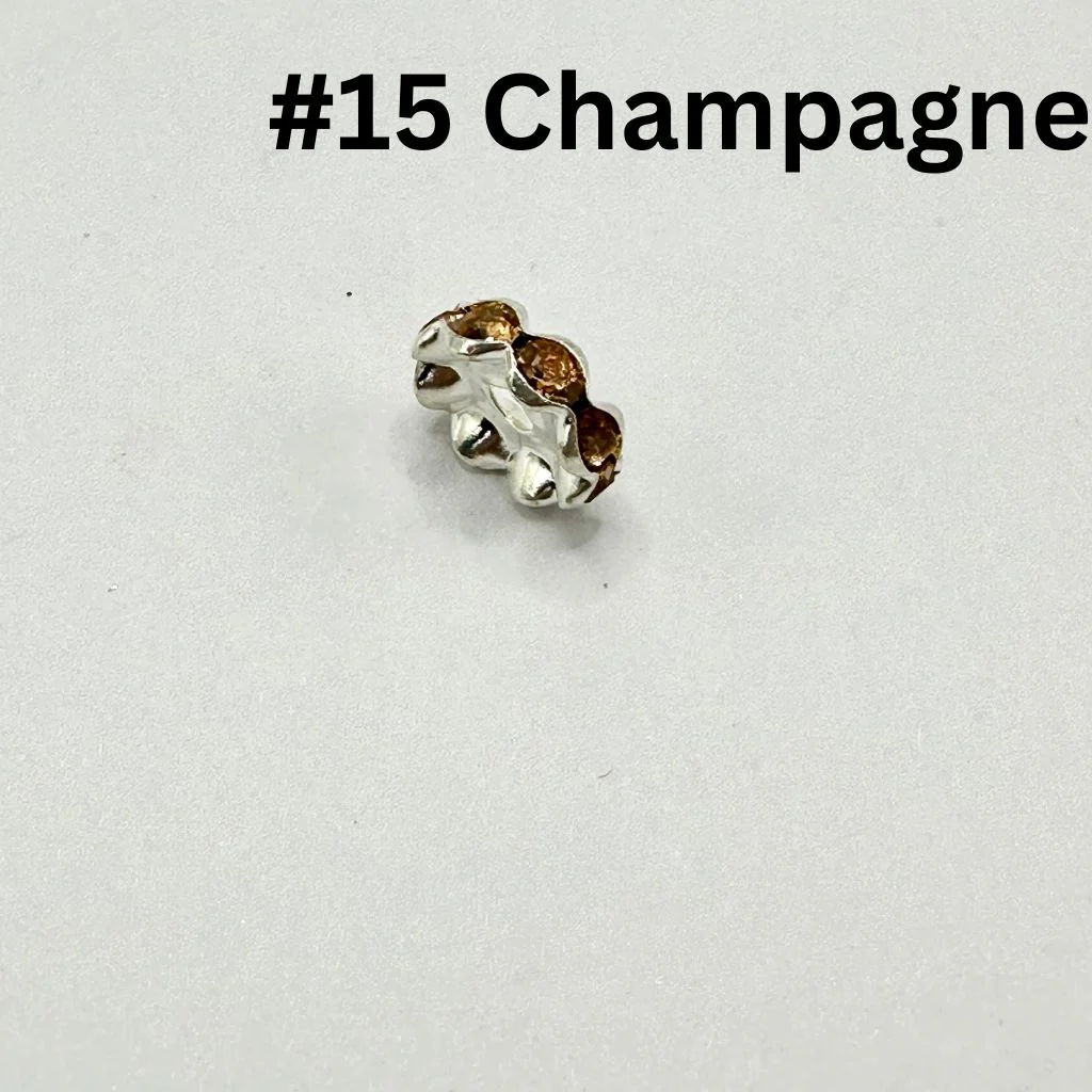 Crimp Beads, Metal Wavy Shape Spacers with Rhinestones in Solid Colors, 10mm - Image 16