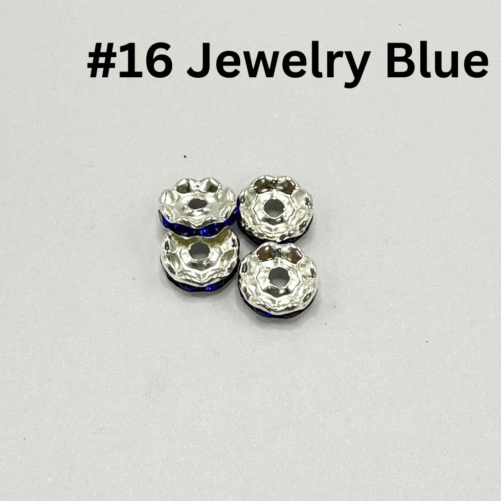 Crimp Beads, Metal Wavy Shape Spacers with Rhinestones in Solid Colors, 10mm - Image 17