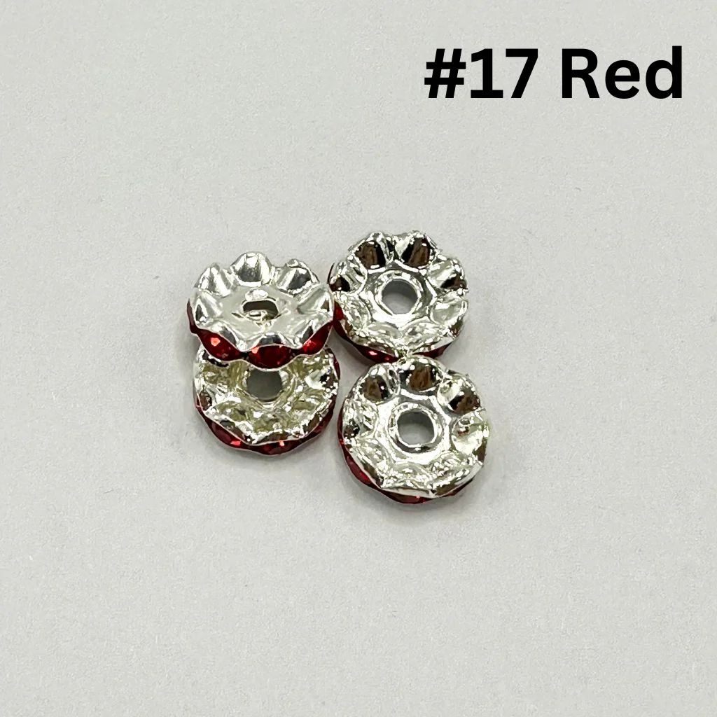 Crimp Beads, Metal Wavy Shape Spacers with Rhinestones in Solid Colors, 10mm - Image 18