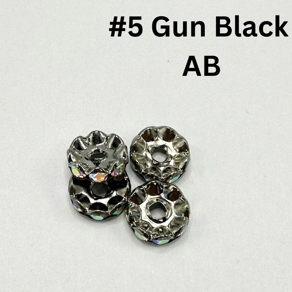 Crimp Beads, Metal Wavy Shape Spacers with Rhinestones in Solid Colors, 10mm - Image 6