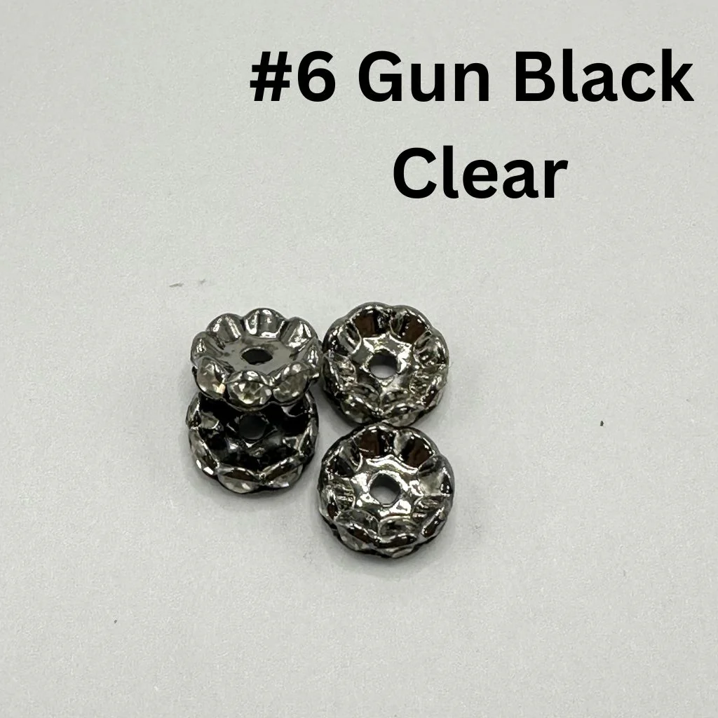 Crimp Beads, Metal Wavy Shape Spacers with Rhinestones in Solid Colors, 10mm - Image 7