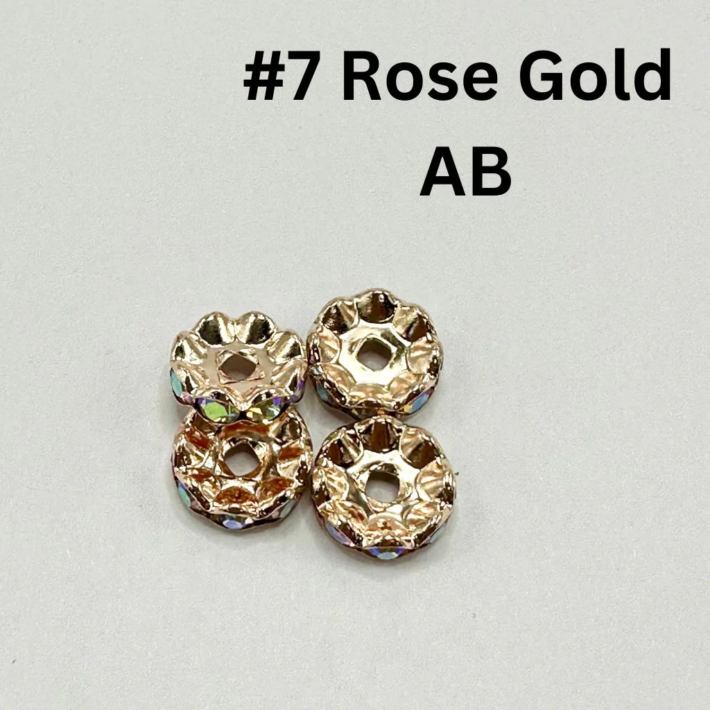 Crimp Beads, Metal Wavy Shape Spacers with Rhinestones in Solid Colors, 10mm - Image 8