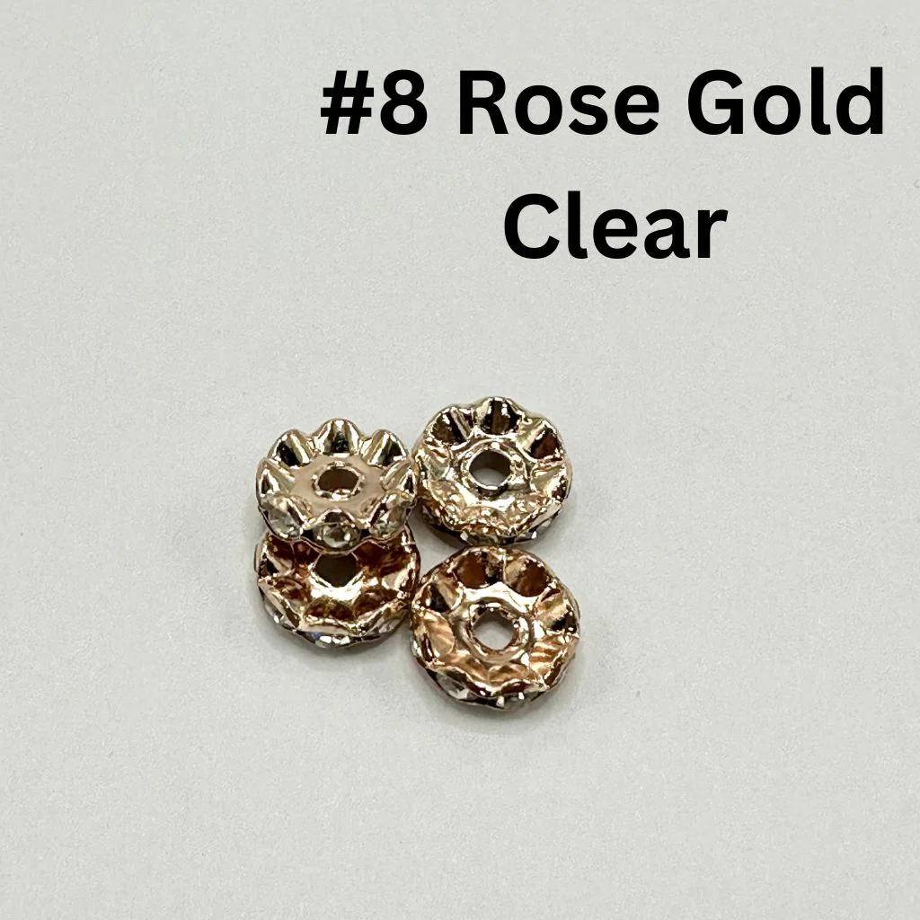 Crimp Beads, Metal Wavy Shape Spacers with Rhinestones in Solid Colors, 10mm - Image 9