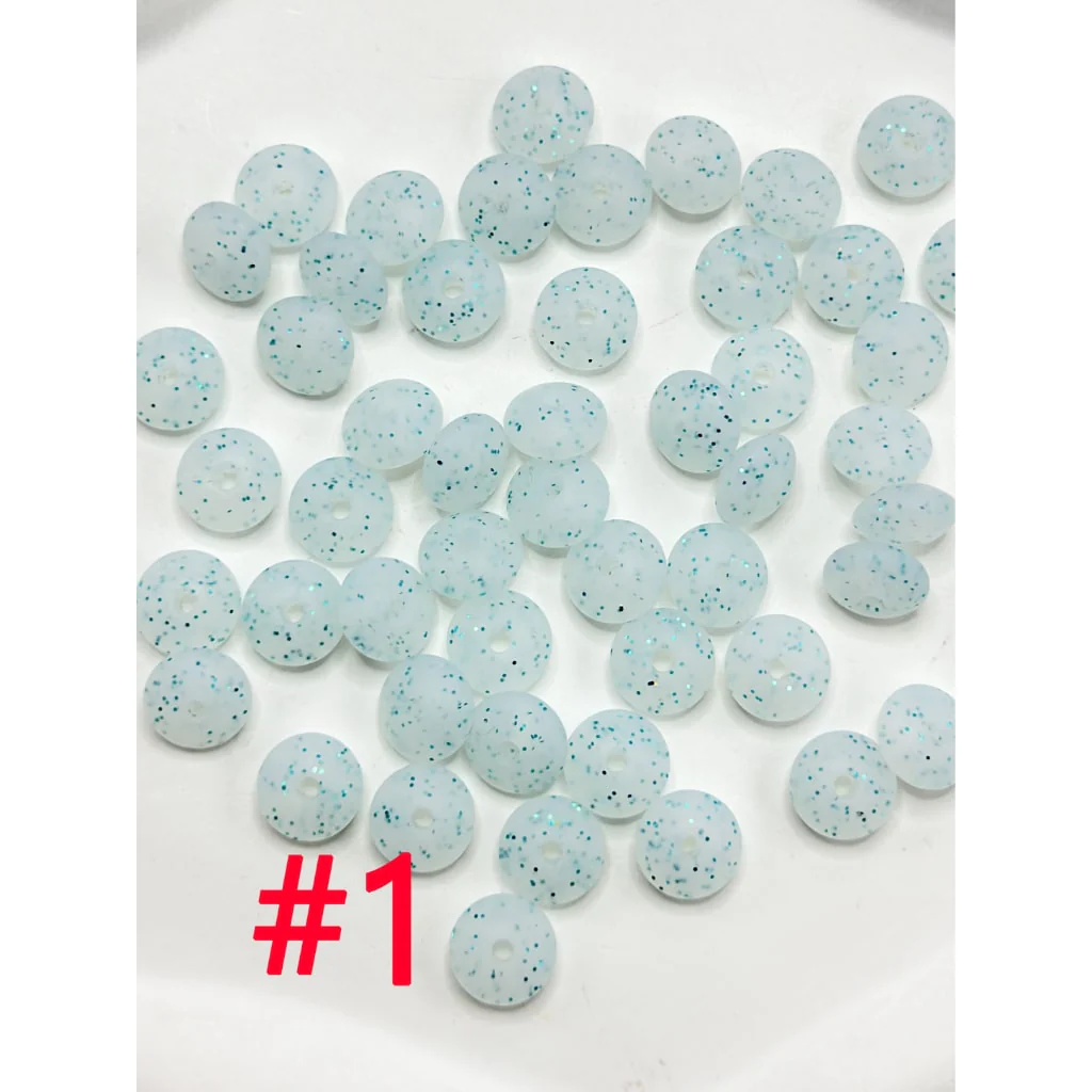 Glittery Silicone Lentil Beads Spacers Saucers, 12MM - Image 3
