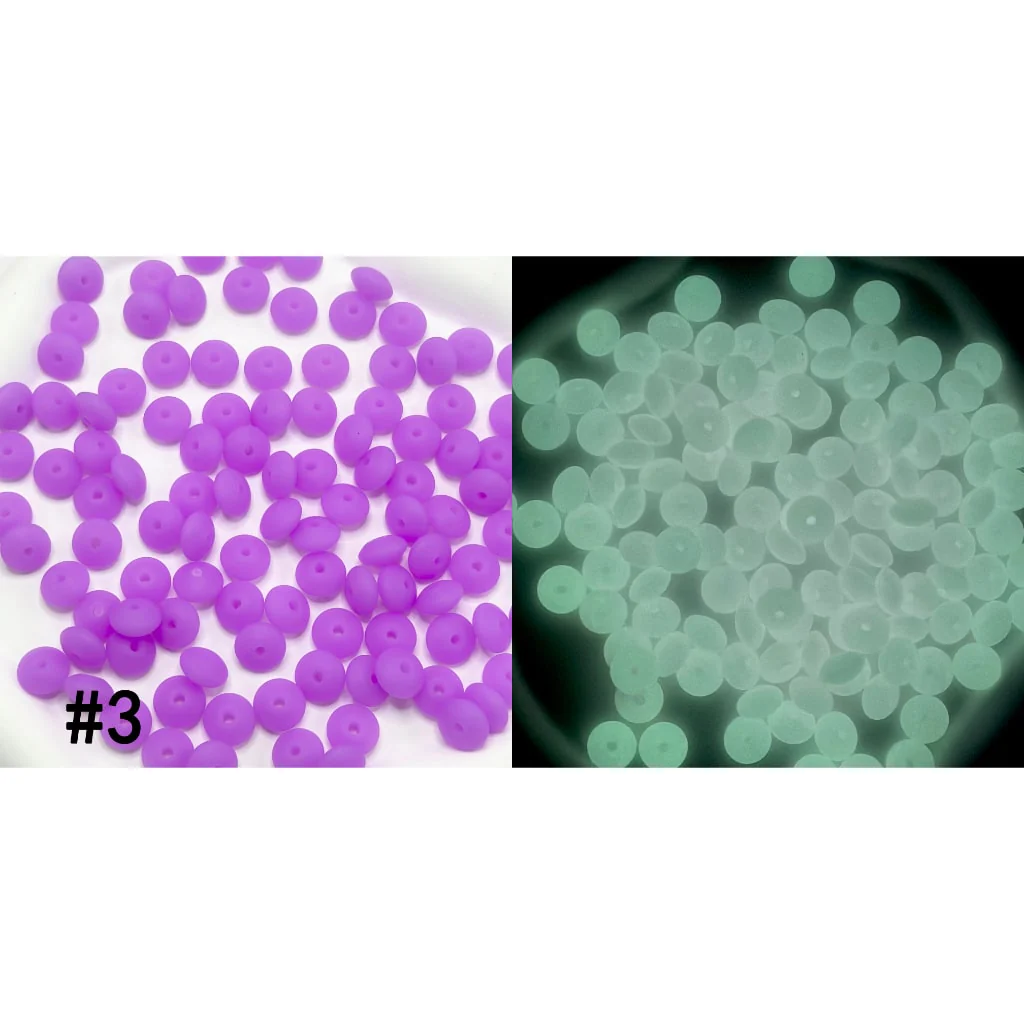 Luminous Silicone Lentil Beads Spacers Saucers in Neon Colors, Glow in the Dark, 12mm - Image 4