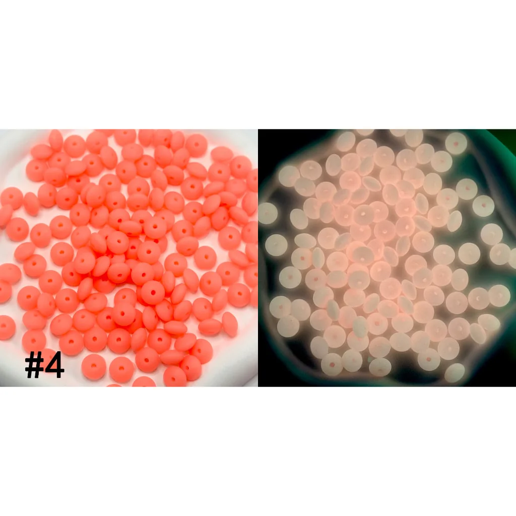 Luminous Silicone Lentil Beads Spacers Saucers in Neon Colors, Glow in the Dark, 12mm - Image 5