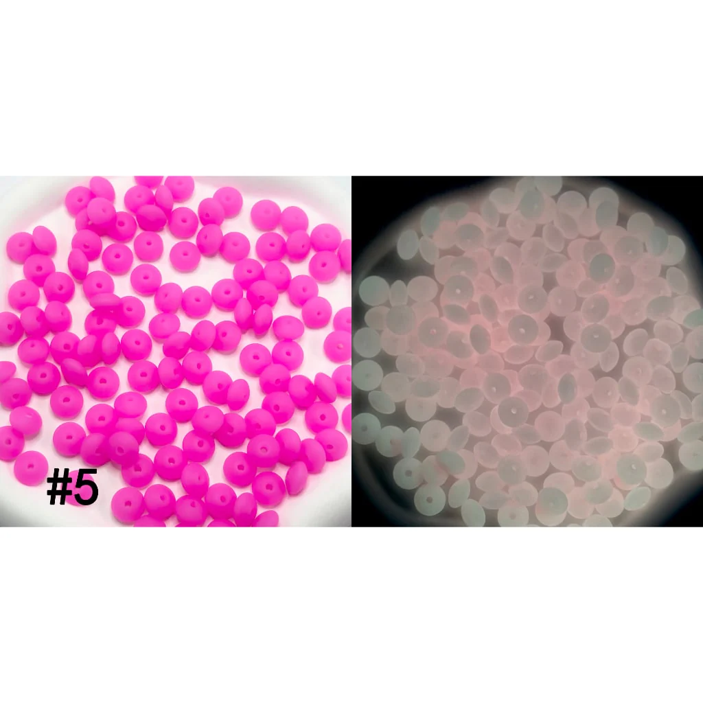 Luminous Silicone Lentil Beads Spacers Saucers in Neon Colors, Glow in the Dark, 12mm - Image 6