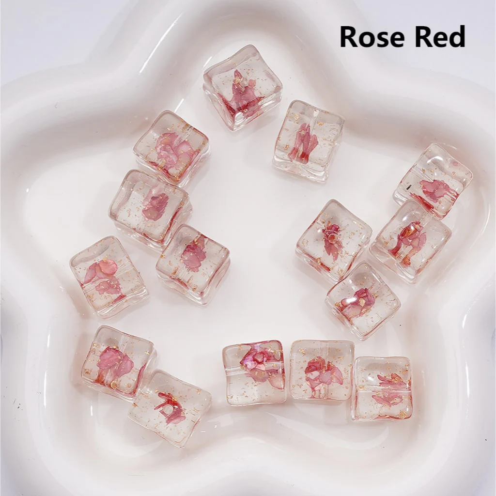 Multi-Color Shells Gold Foil Paper Inside Clear Cube Square Acrylic Beads, 14-15MM (Single Color is available for 200pcs(Whole bag)) - Image 10