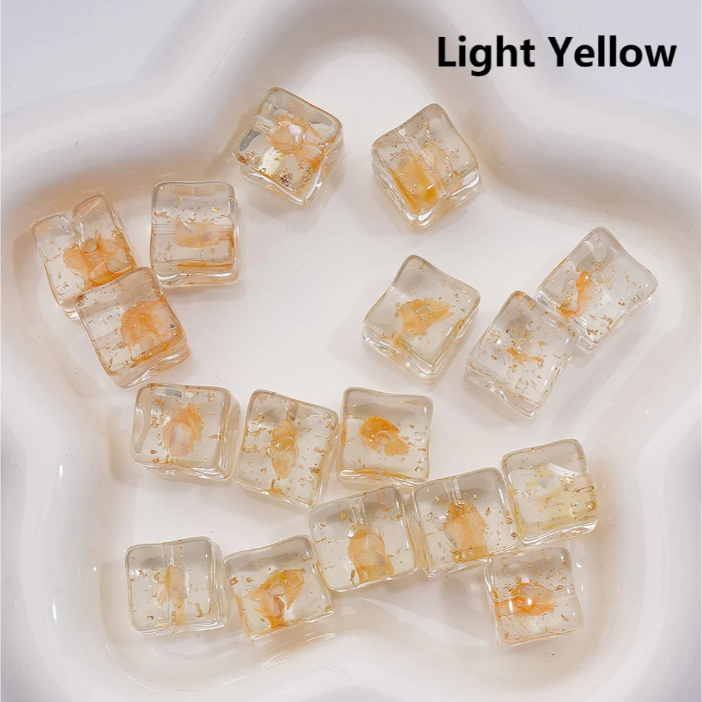 Multi-Color Shells Gold Foil Paper Inside Clear Cube Square Acrylic Beads, 14-15MM (Single Color is available for 200pcs(Whole bag)) - Image 11