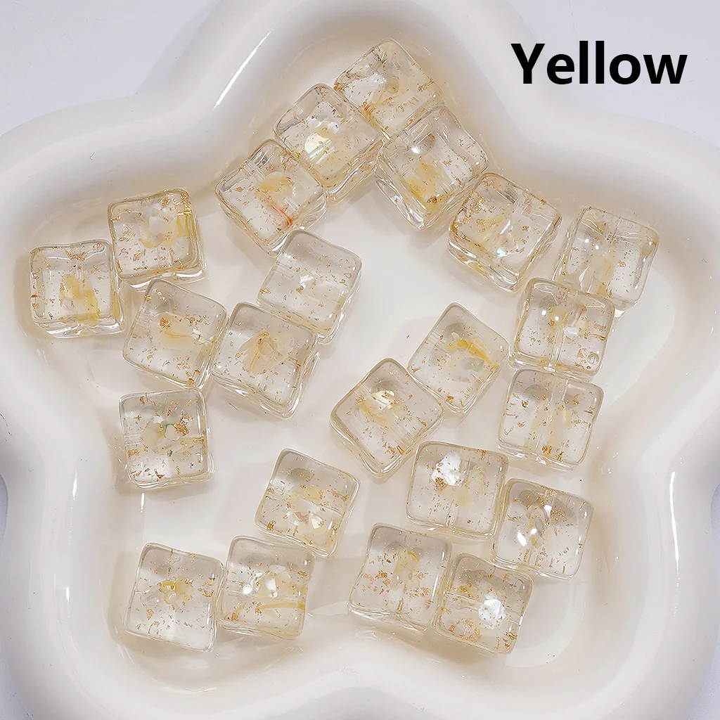 Multi-Color Shells Gold Foil Paper Inside Clear Cube Square Acrylic Beads, 14-15MM (Single Color is available for 200pcs(Whole bag)) - Image 6