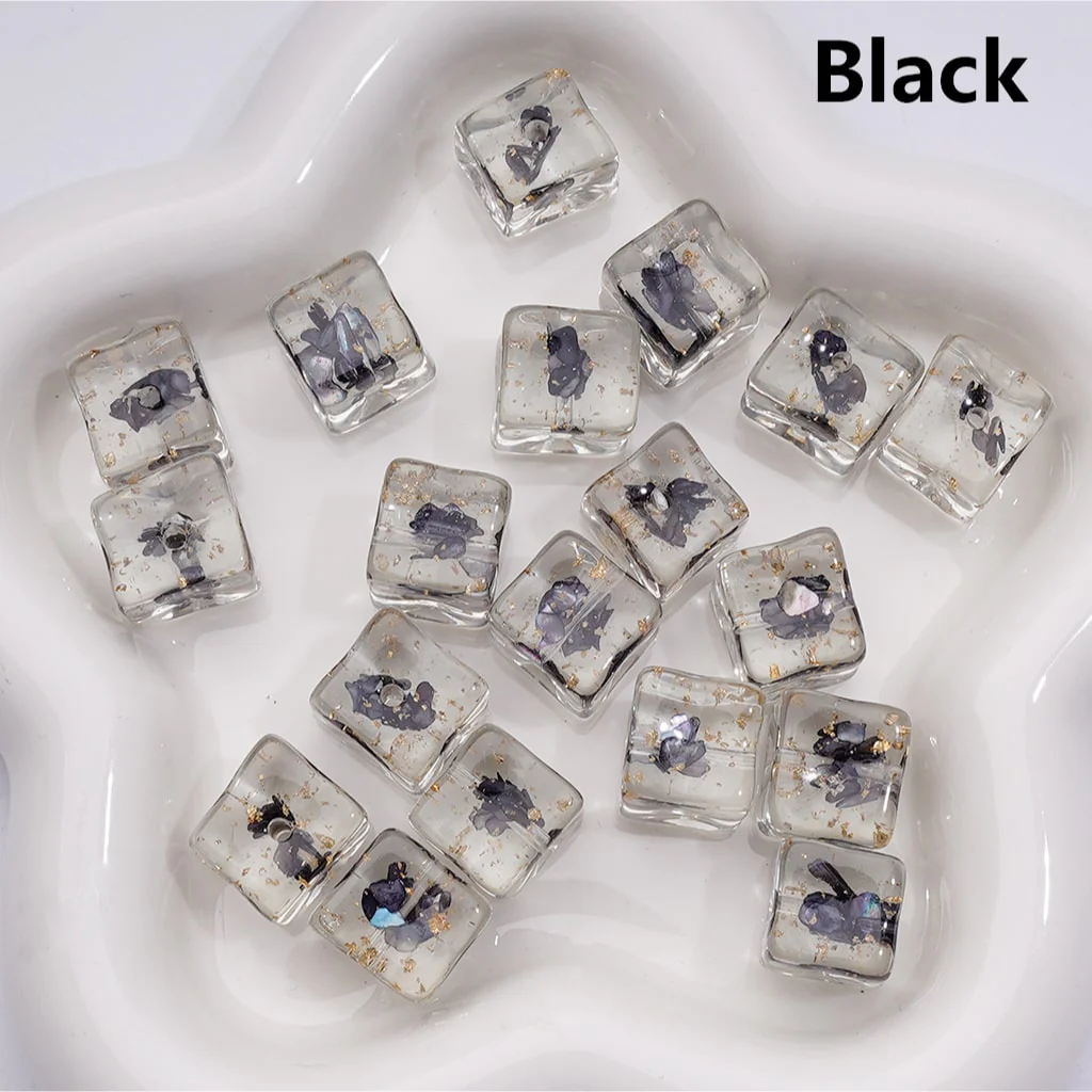 Multi-Color Shells Gold Foil Paper Inside Clear Cube Square Acrylic Beads, 14-15MM (Single Color is available for 200pcs(Whole bag)) - Image 7