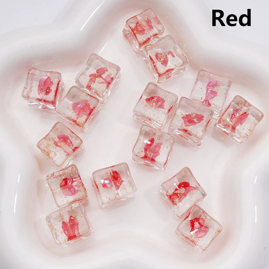 Multi-Color Shells Gold Foil Paper Inside Clear Cube Square Acrylic Beads, 14-15MM (Single Color is available for 200pcs(Whole bag)) - Image 9