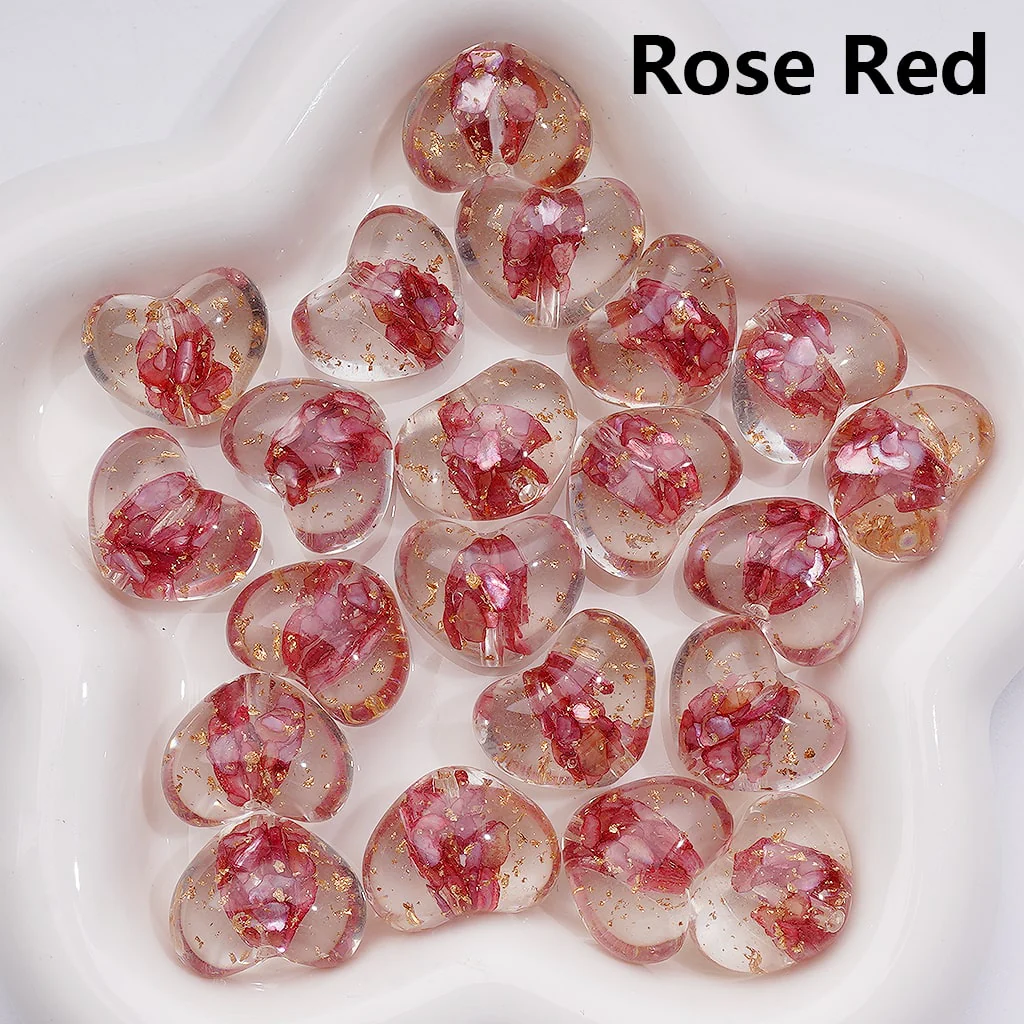 Multi-Color Shells Gold Foil Paper Inside Clear Heart Acrylic Beads, 20MM (Single Color is available for 200pcs(Whole bag)) - Image 10
