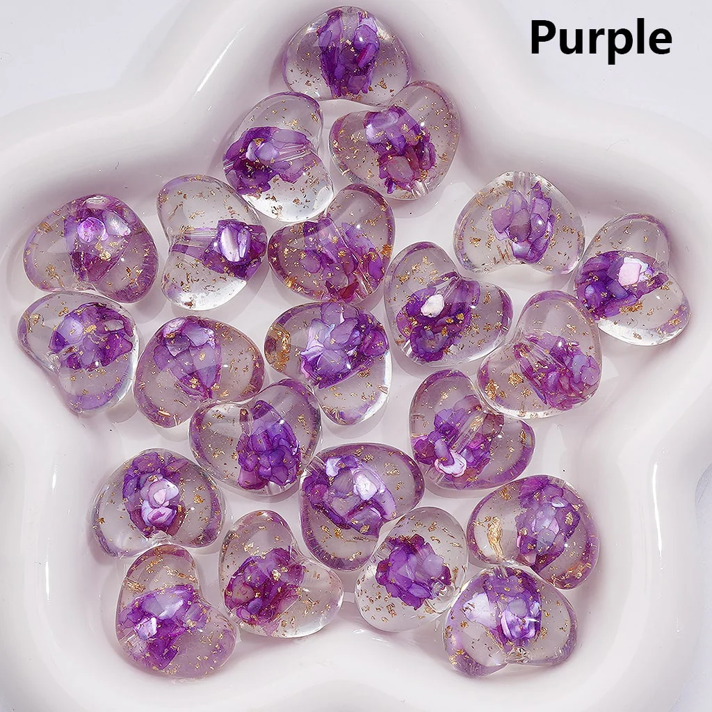 Multi-Color Shells Gold Foil Paper Inside Clear Heart Acrylic Beads, 20MM (Single Color is available for 200pcs(Whole bag)) - Image 3