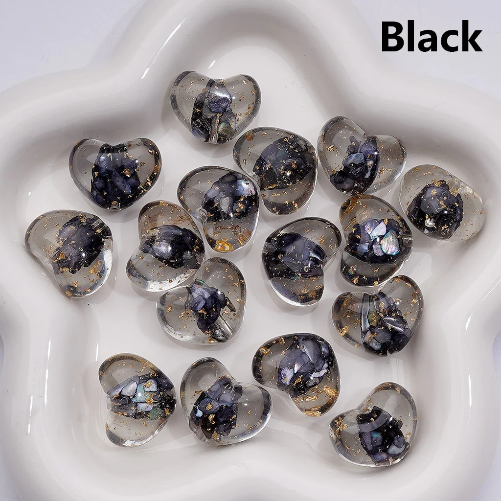 Multi-Color Shells Gold Foil Paper Inside Clear Heart Acrylic Beads, 20MM (Single Color is available for 200pcs(Whole bag)) - Image 4