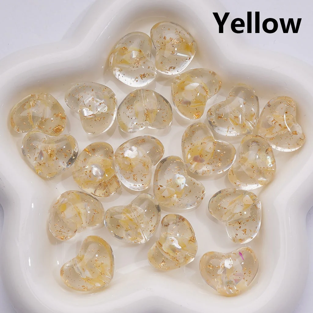 Multi-Color Shells Gold Foil Paper Inside Clear Heart Acrylic Beads, 20MM (Single Color is available for 200pcs(Whole bag)) - Image 5