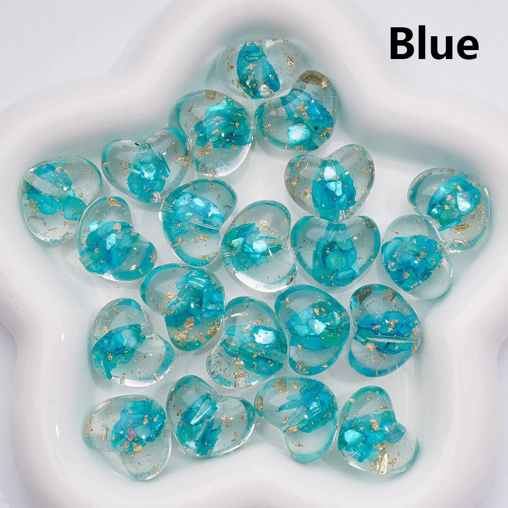 Multi-Color Shells Gold Foil Paper Inside Clear Heart Acrylic Beads, 20MM (Single Color is available for 200pcs(Whole bag)) - Image 6