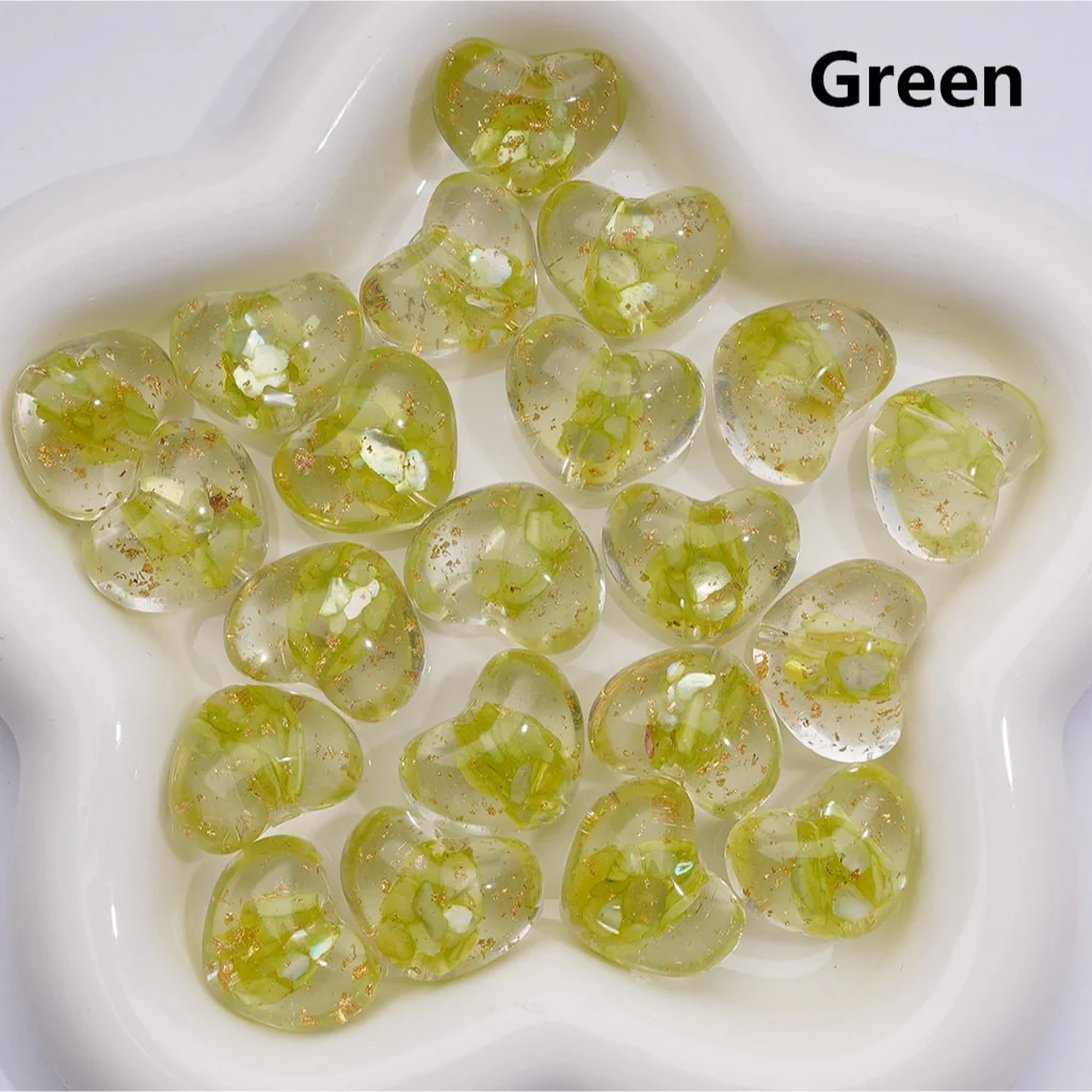Multi-Color Shells Gold Foil Paper Inside Clear Heart Acrylic Beads, 20MM (Single Color is available for 200pcs(Whole bag)) - Image 7