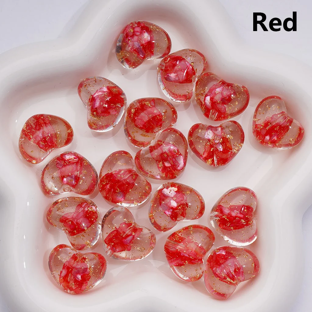 Multi-Color Shells Gold Foil Paper Inside Clear Heart Acrylic Beads, 20MM (Single Color is available for 200pcs(Whole bag)) - Image 8