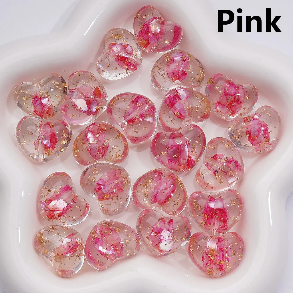 Multi-Color Shells Gold Foil Paper Inside Clear Heart Acrylic Beads, 20MM (Single Color is available for 200pcs(Whole bag)) - Image 9