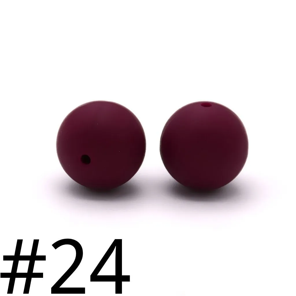 Silicone Beads, Solid Colors, 15 mm - Image 60