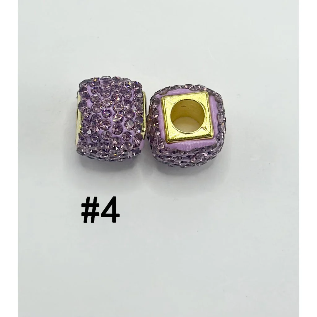 Square Shape Clay Spacer with Rhinestones in Solid Colors, 8MM by 12MM - Image 5