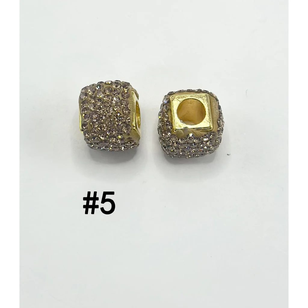 Square Shape Clay Spacer with Rhinestones in Solid Colors, 8MM by 12MM - Image 6