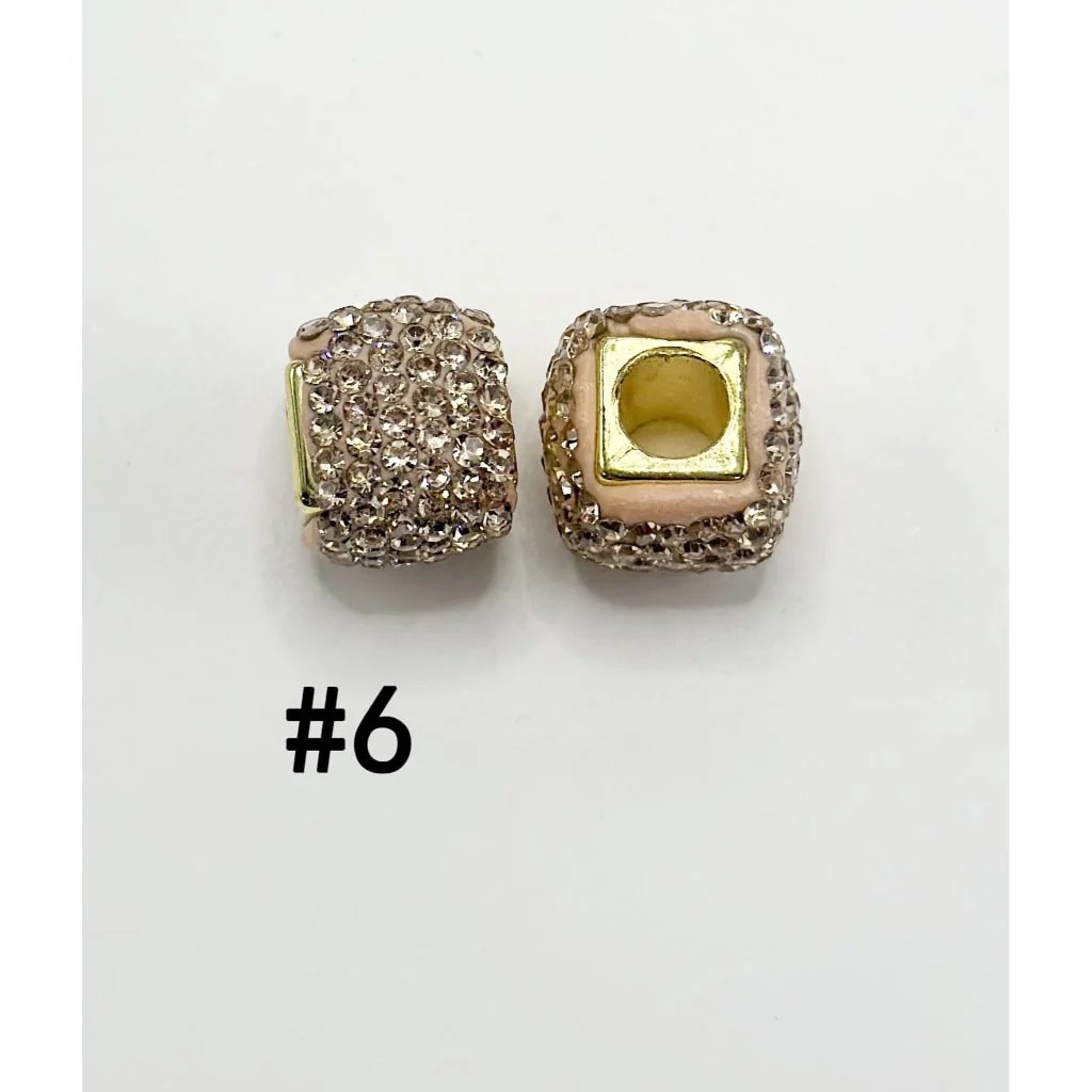 Square Shape Clay Spacer with Rhinestones in Solid Colors, 8MM by 12MM - Image 7