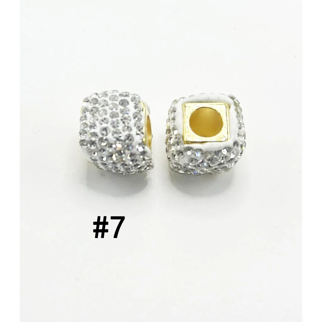 Square Shape Clay Spacer with Rhinestones in Solid Colors, 8MM by 12MM - Image 8