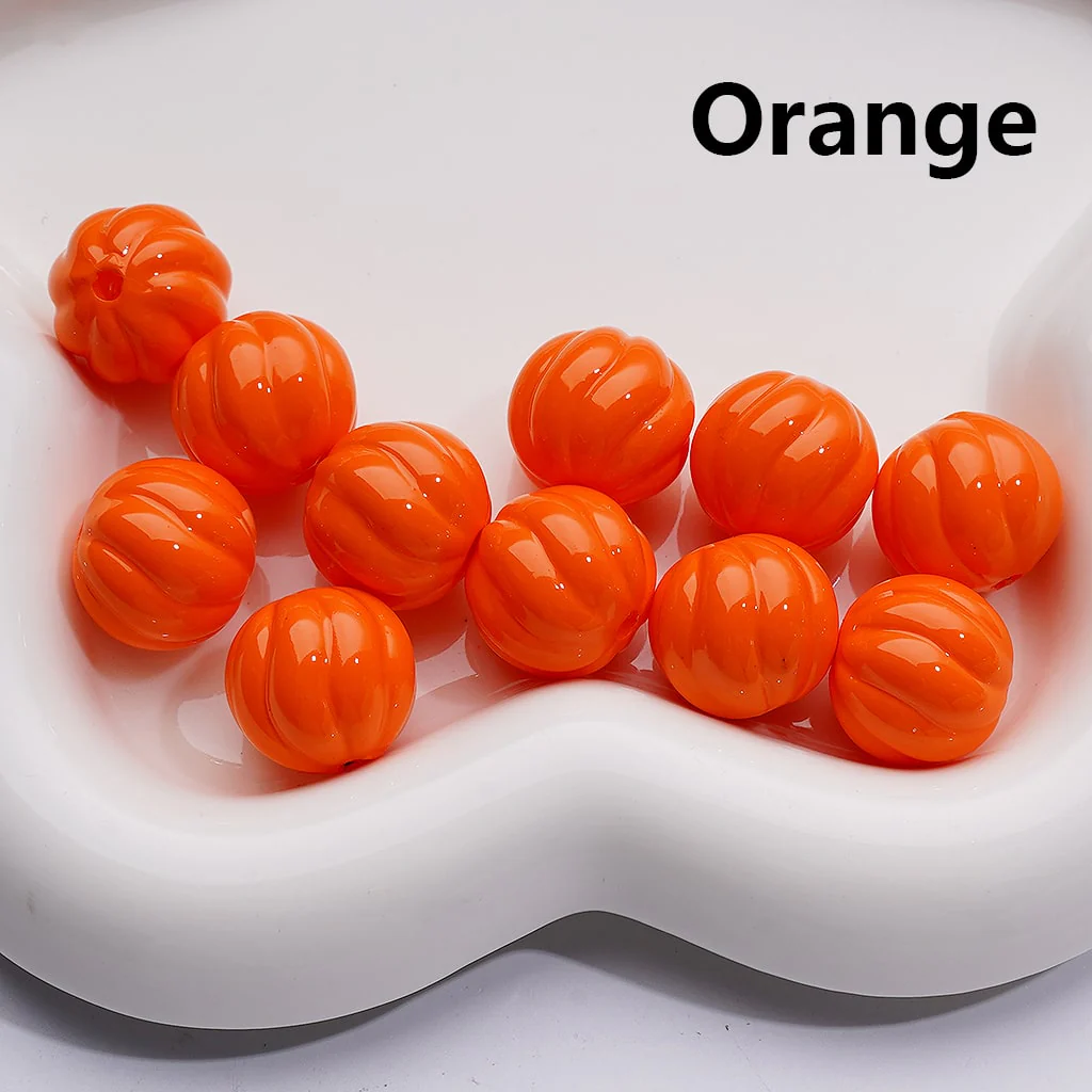 Stoving Varnish Solid Color Pumpkin Halloween Acrylic Beads, 16MM (Single Color is available for 200pcs(Whole bag)) - Image 4