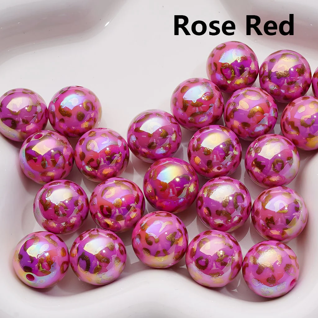 UV Coating Gold Lepoard Prints Round Acrylic Beads in Solid Color, 16MM (Single Color is available for 200pcs(Whole bag)) - Image 10