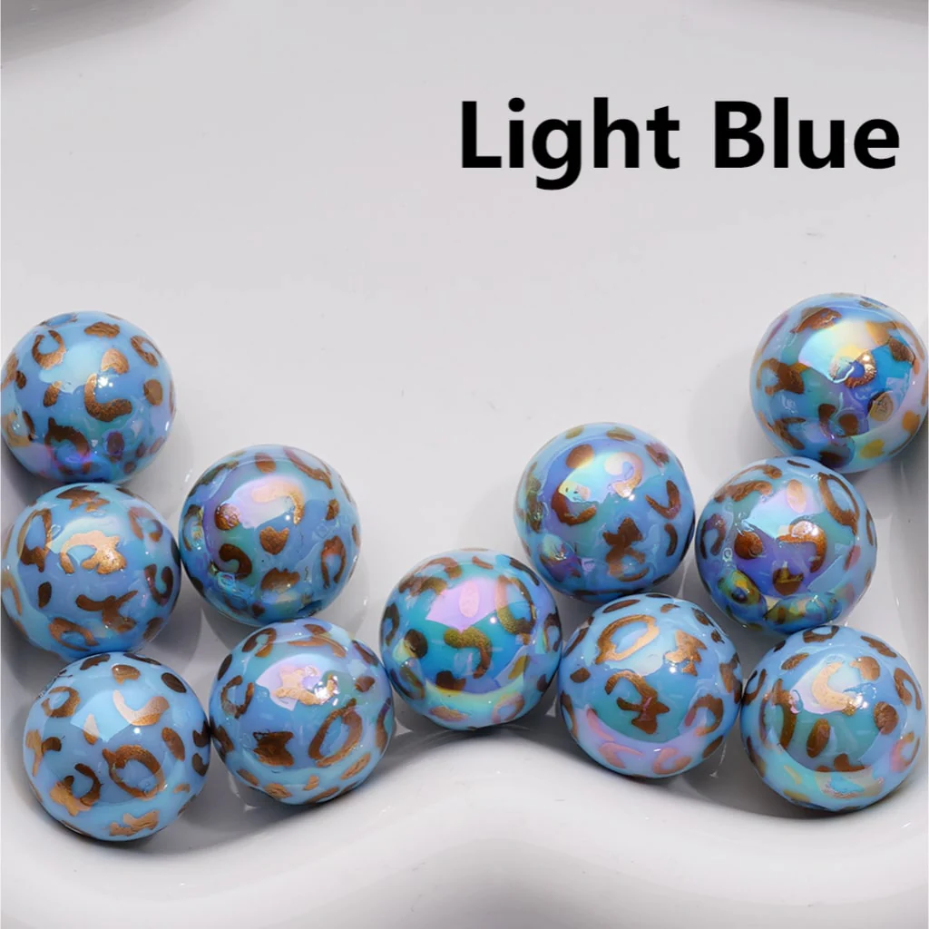UV Coating Gold Lepoard Prints Round Acrylic Beads in Solid Color, 16MM (Single Color is available for 200pcs(Whole bag)) - Image 11