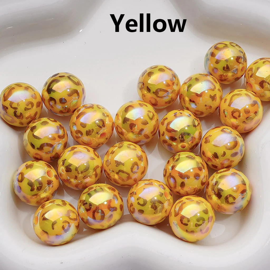 UV Coating Gold Lepoard Prints Round Acrylic Beads in Solid Color, 16MM (Single Color is available for 200pcs(Whole bag)) - Image 4