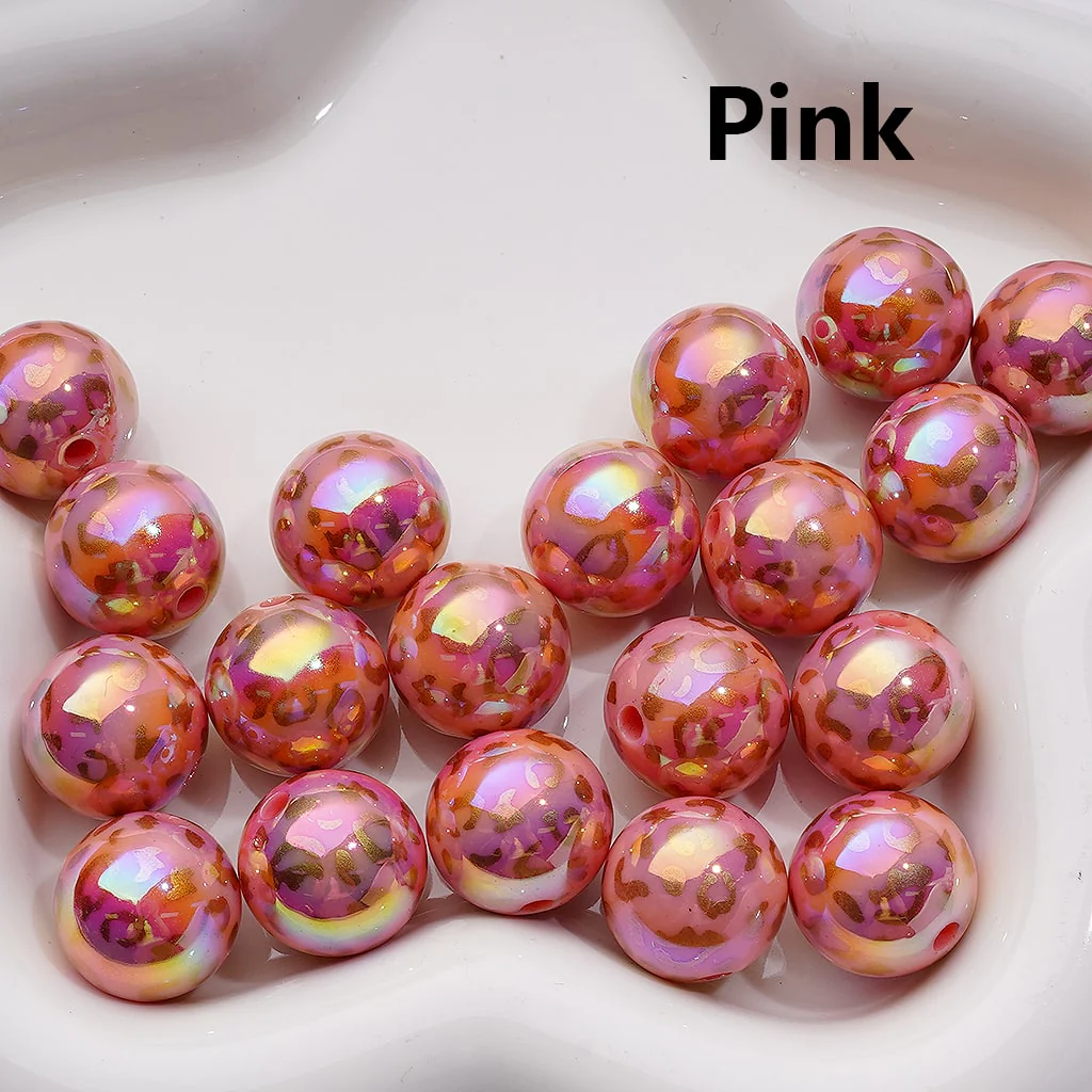 UV Coating Gold Lepoard Prints Round Acrylic Beads in Solid Color, 16MM (Single Color is available for 200pcs(Whole bag)) - Image 7