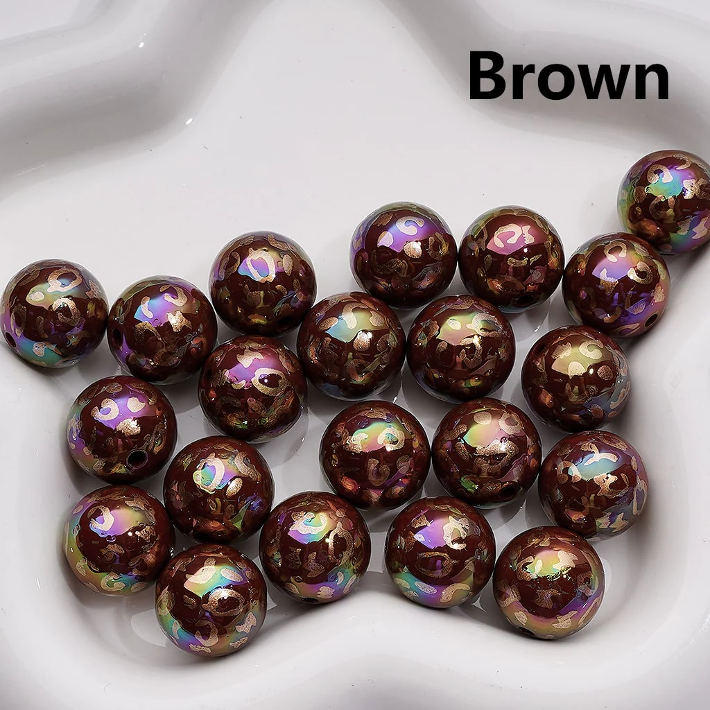 UV Coating Gold Lepoard Prints Round Acrylic Beads in Solid Color, 16MM (Single Color is available for 200pcs(Whole bag)) - Image 8