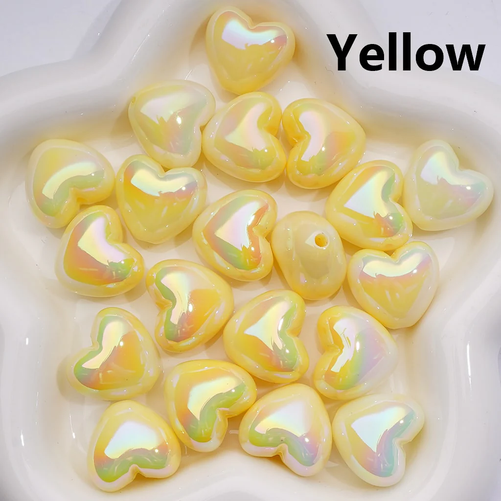 UV Coating Luminous Hearts Acrylic Beads， 22*19MM (Single Color is available for 200pcs(Whole bag)) - Image 3