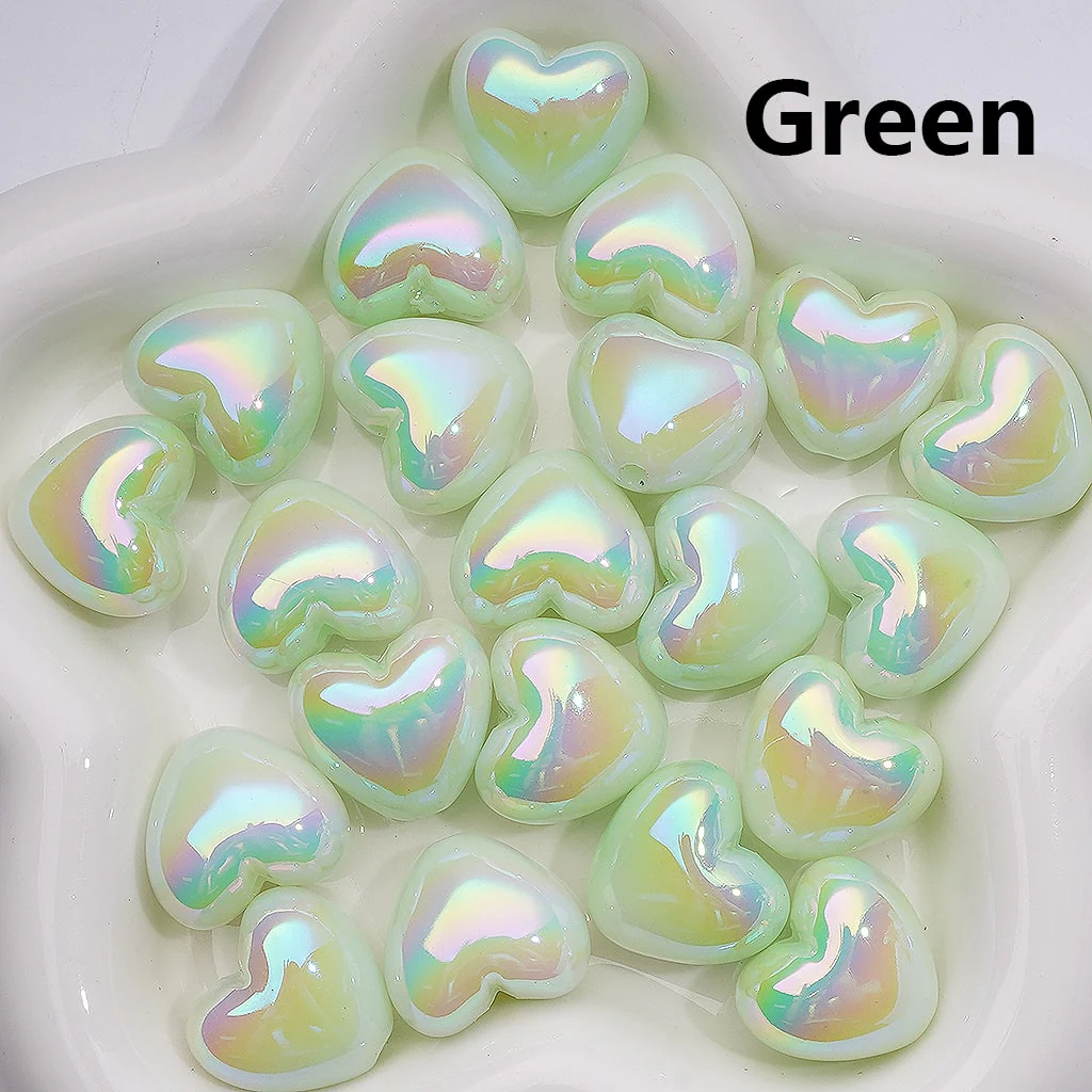UV Coating Luminous Hearts Acrylic Beads， 22*19MM (Single Color is available for 200pcs(Whole bag)) - Image 4