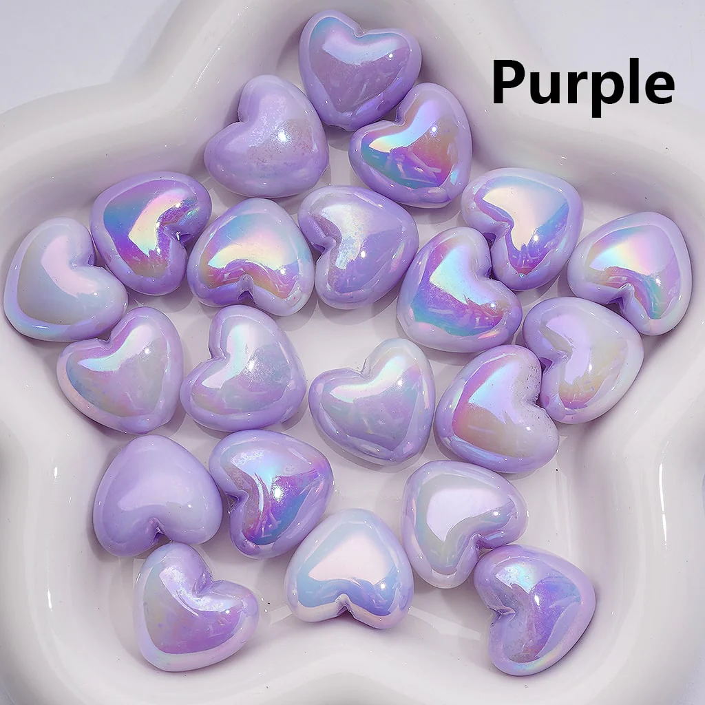 UV Coating Luminous Hearts Acrylic Beads， 22*19MM (Single Color is available for 200pcs(Whole bag)) - Image 6