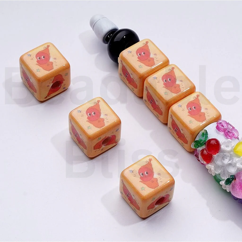 We are Baby Star Doll Series Little Cute Man FiggyCharm Cube Square Acrylic Beads, Around 14MM - Image 3