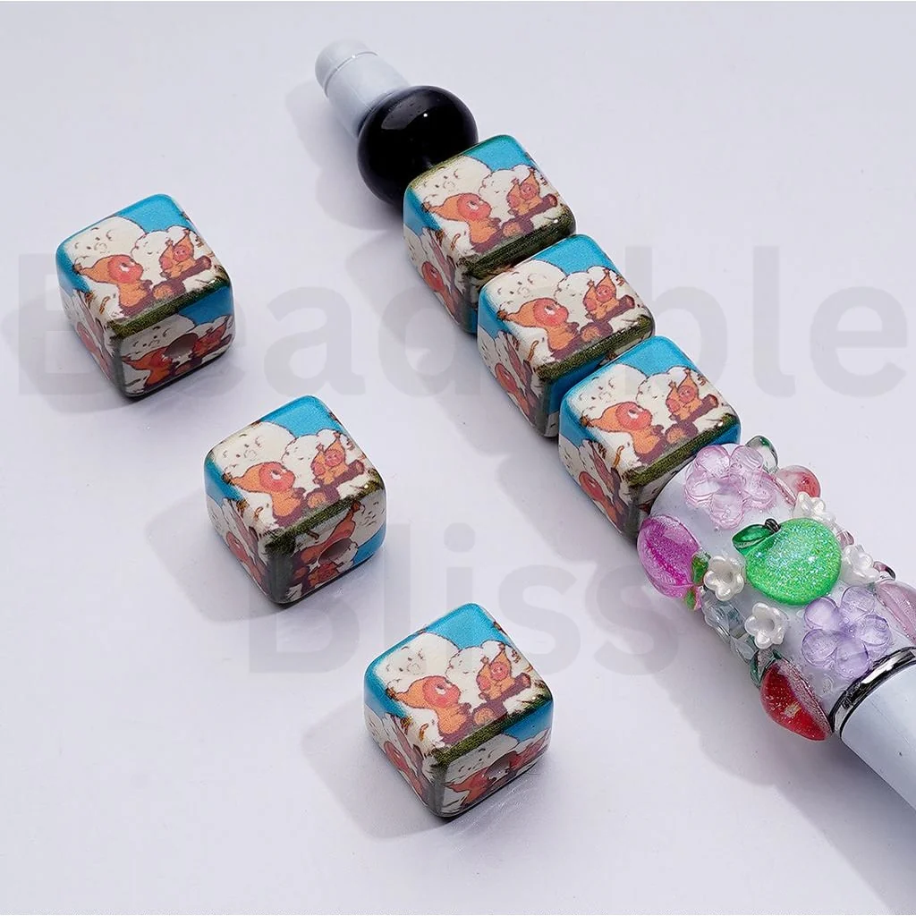 We are Baby Star Doll Series Little Cute Man FiggyCharm Cube Square Acrylic Beads, Around 14MM - Image 4